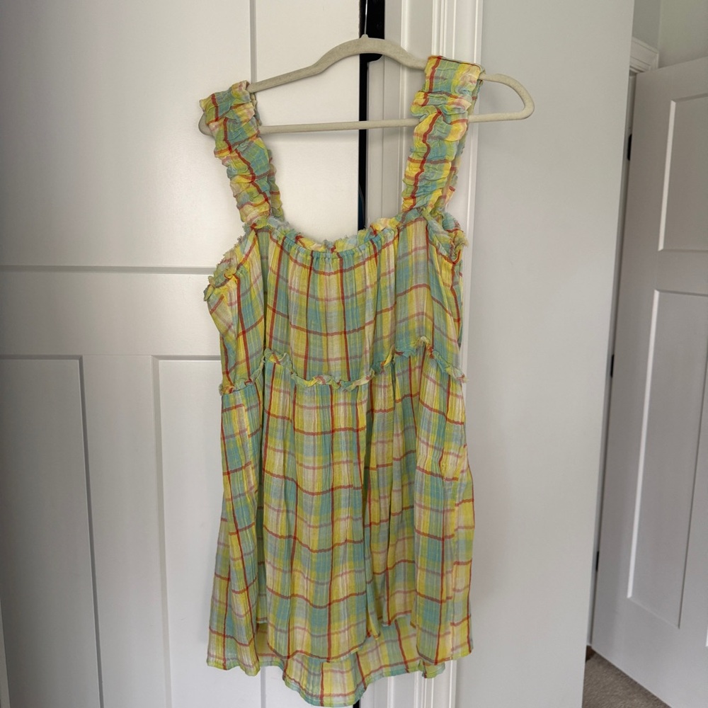 NWT Anthropologie Plaid Ruffle Sundress Sleeveless New Mini babydoll tunic - Picture 7 of 7